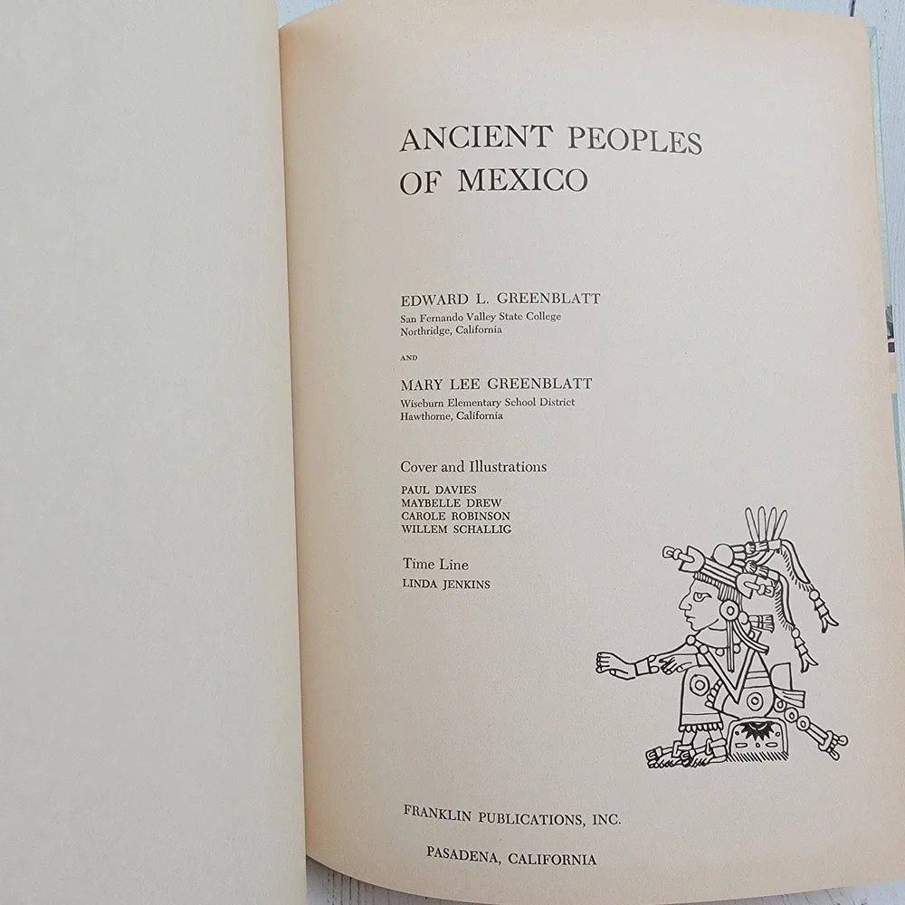 Vintage Ancient Peoples of Mexico Franklin Publications 1962 Color Fold Out Page